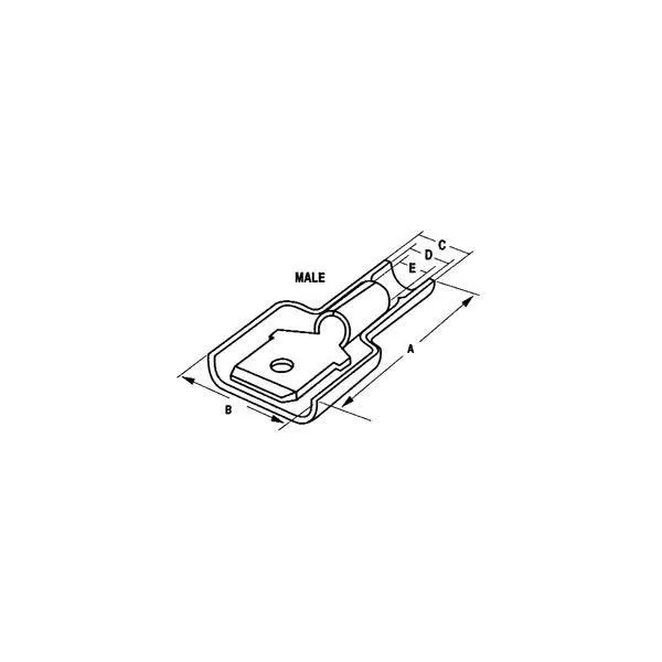 22-18AWG Fully Insulated Male Quick Connect Terminals - 5 Pack