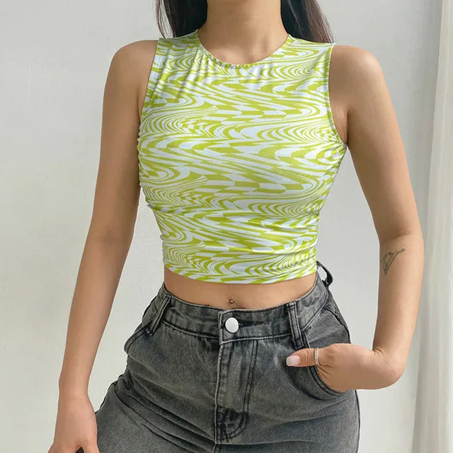 26 Style Floral Mesh Cyber Tops Women Aesthetics Cropped Clothes Streetwear