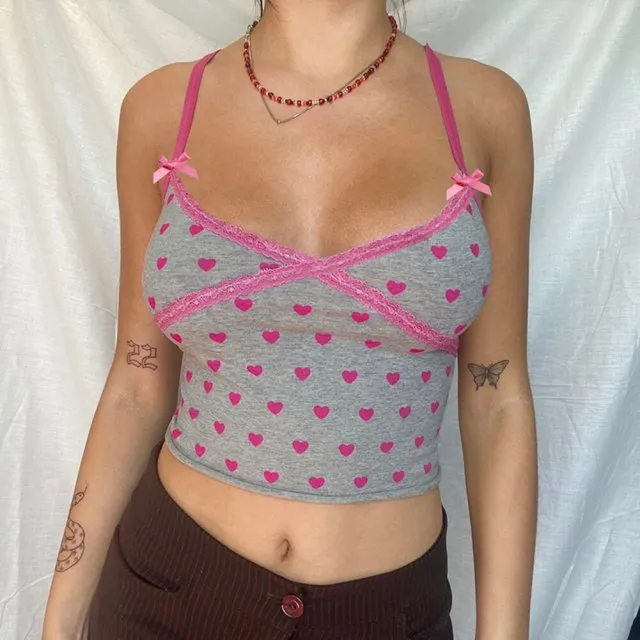 26 Style Floral Mesh Cyber Tops Women Aesthetics Cropped Clothes Streetwear