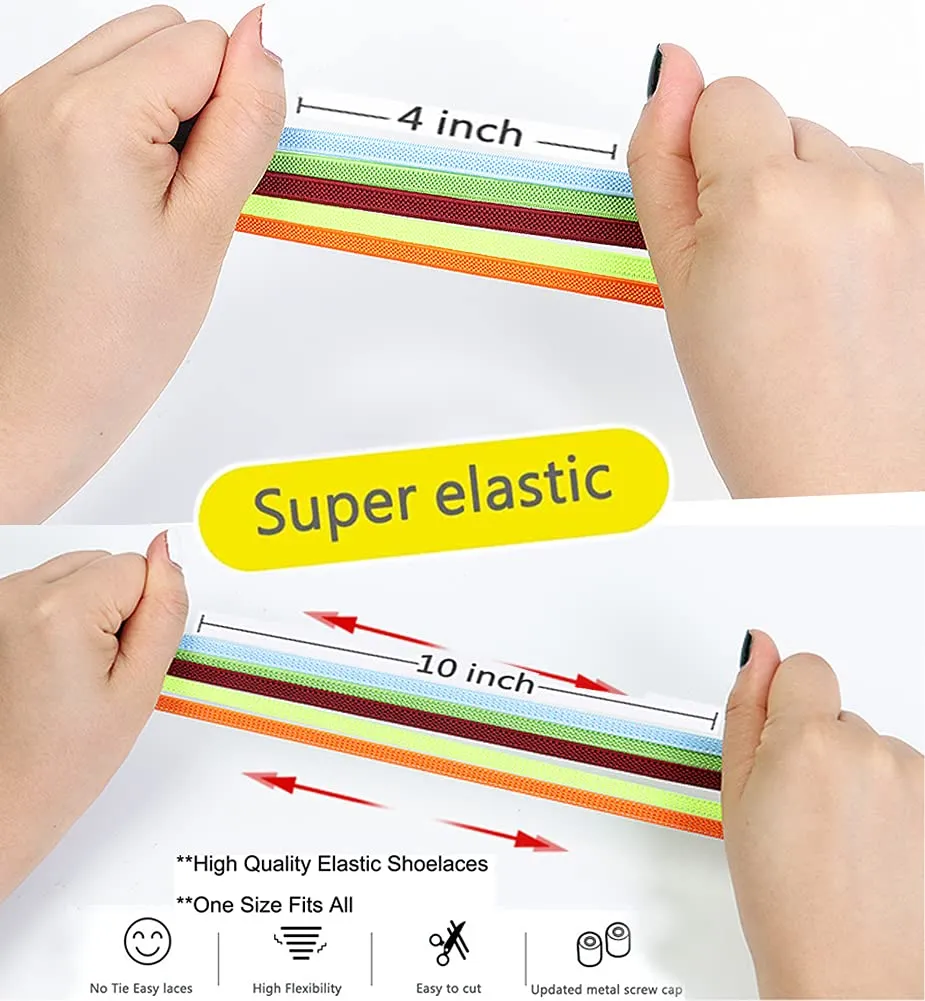 2Pairs No Tie Shoelaces ,Elastic Shoe Laces for Adults and Kids Sneakers,Elastic No Tie Shoelaces 2pairs-silver Black