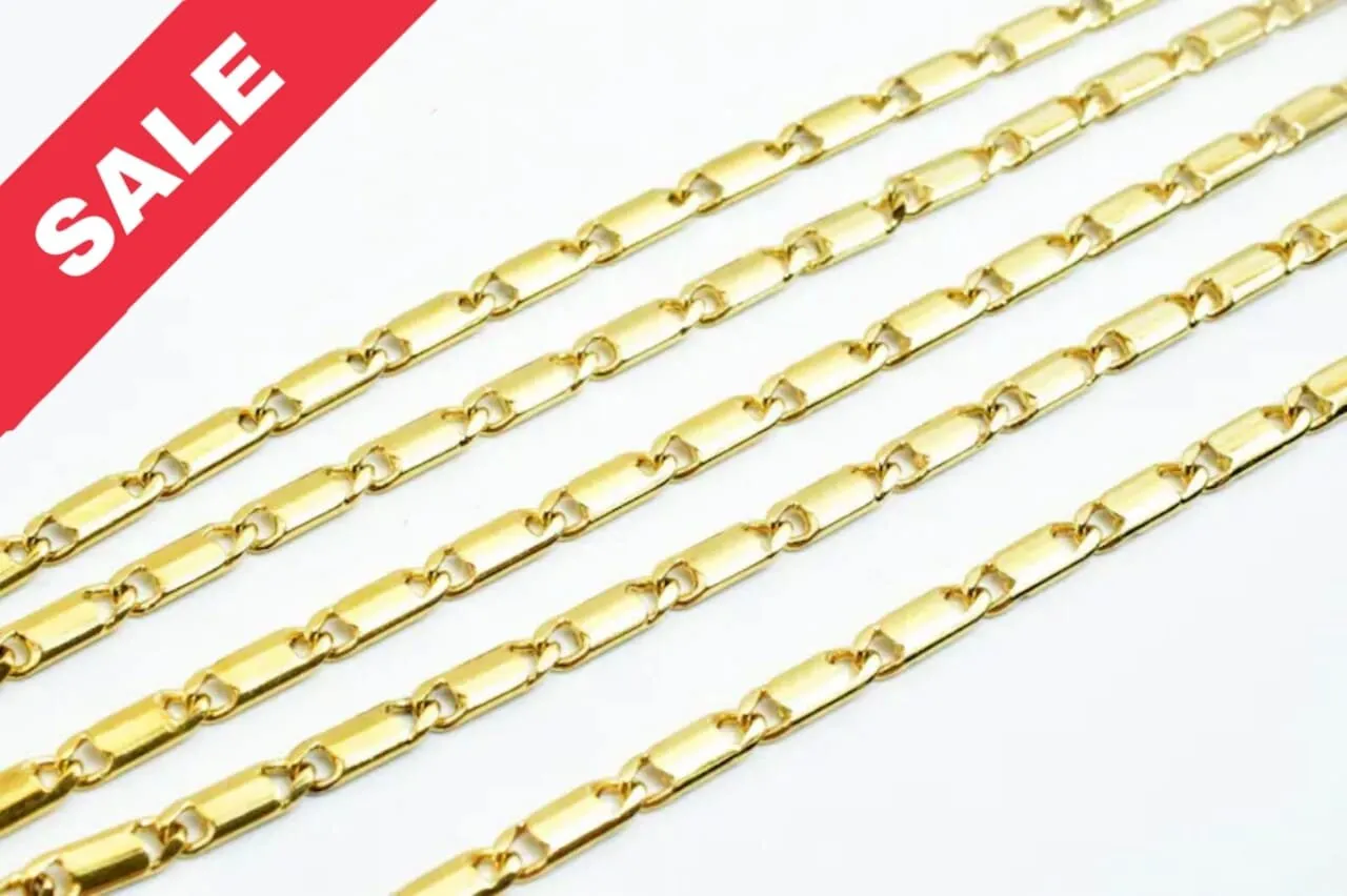 3mm 18K Gold Plated* tarnish resistant Chain Sold by Foot For Jewelry Making GFC073