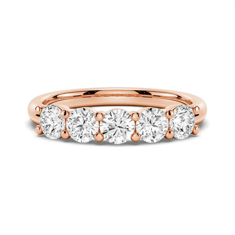 4.5mm 5 Stone Shared Prong Moissanite Anniversary Band