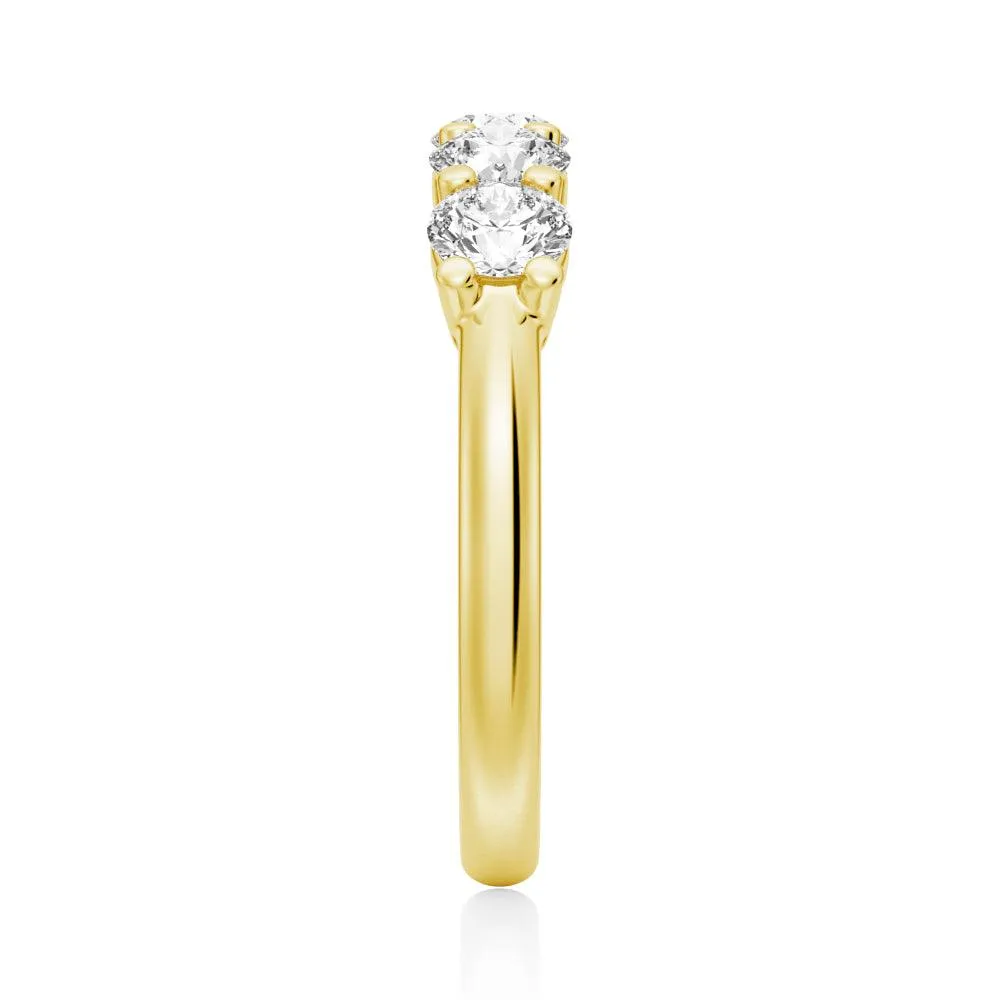 4.5mm 5 Stone Shared Prong Moissanite Anniversary Band