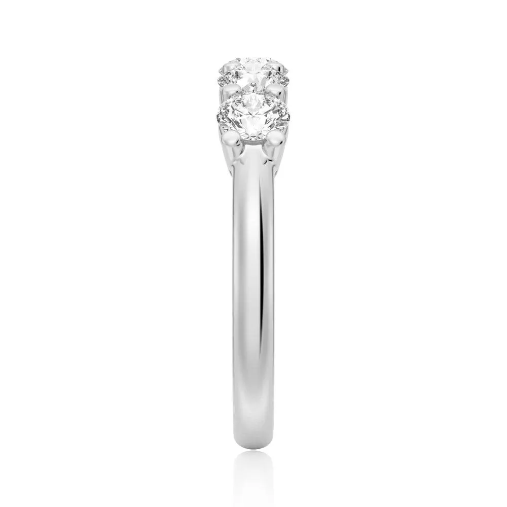 4.5mm 5 Stone Shared Prong Moissanite Anniversary Band