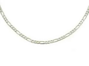4mm Wide Figaro Link Chain Necklace 14k White Gold 20" Long 10.2 Grams