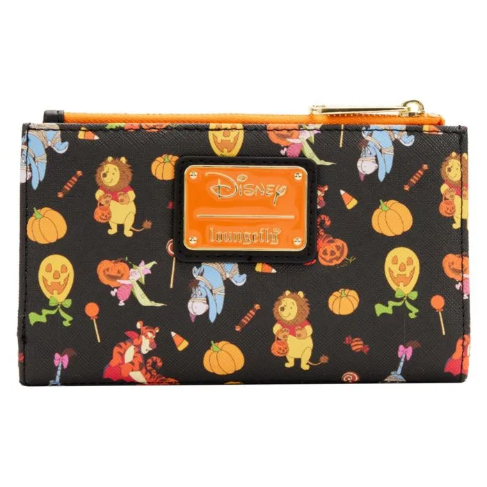4" Disney : Winnie the Pooh - Halloween Group Glow in the Dark Faux Leather Flap Wallet Loungefly