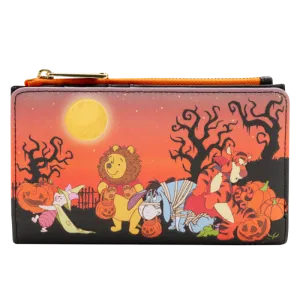 4" Disney : Winnie the Pooh - Halloween Group Glow in the Dark Faux Leather Flap Wallet Loungefly