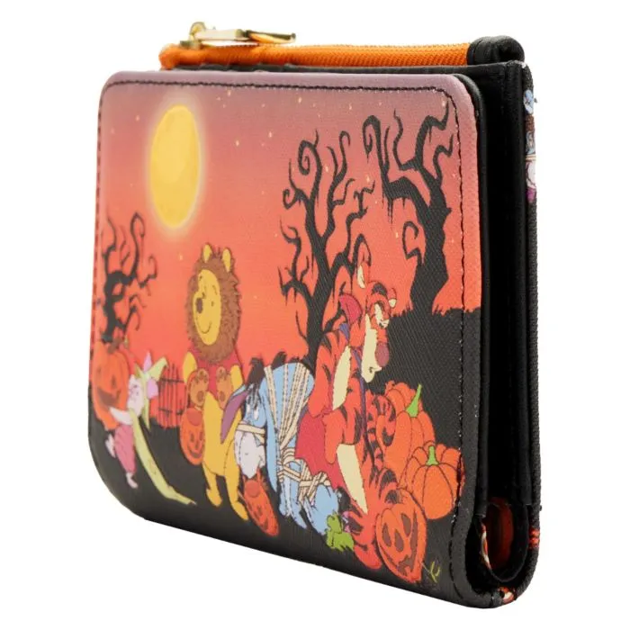 4" Disney : Winnie the Pooh - Halloween Group Glow in the Dark Faux Leather Flap Wallet Loungefly