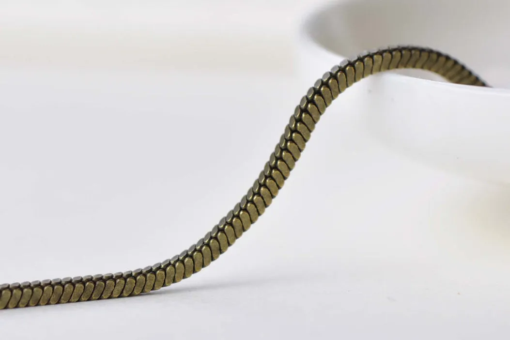 6.6ft (2m) Antique Bronze Square Box Snake Cobra Chain A8731
