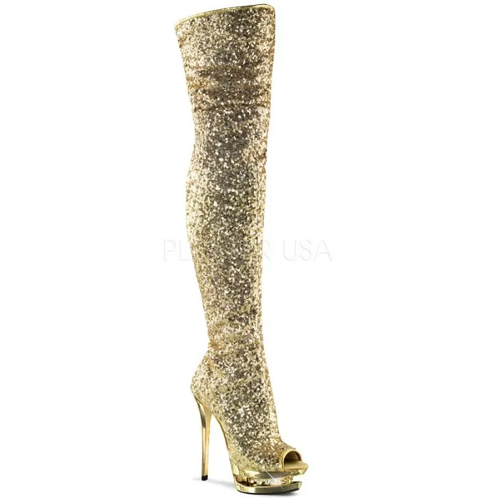 6" Sequined Open Toe Thigh High Boot (BLONDIE-R-3011)