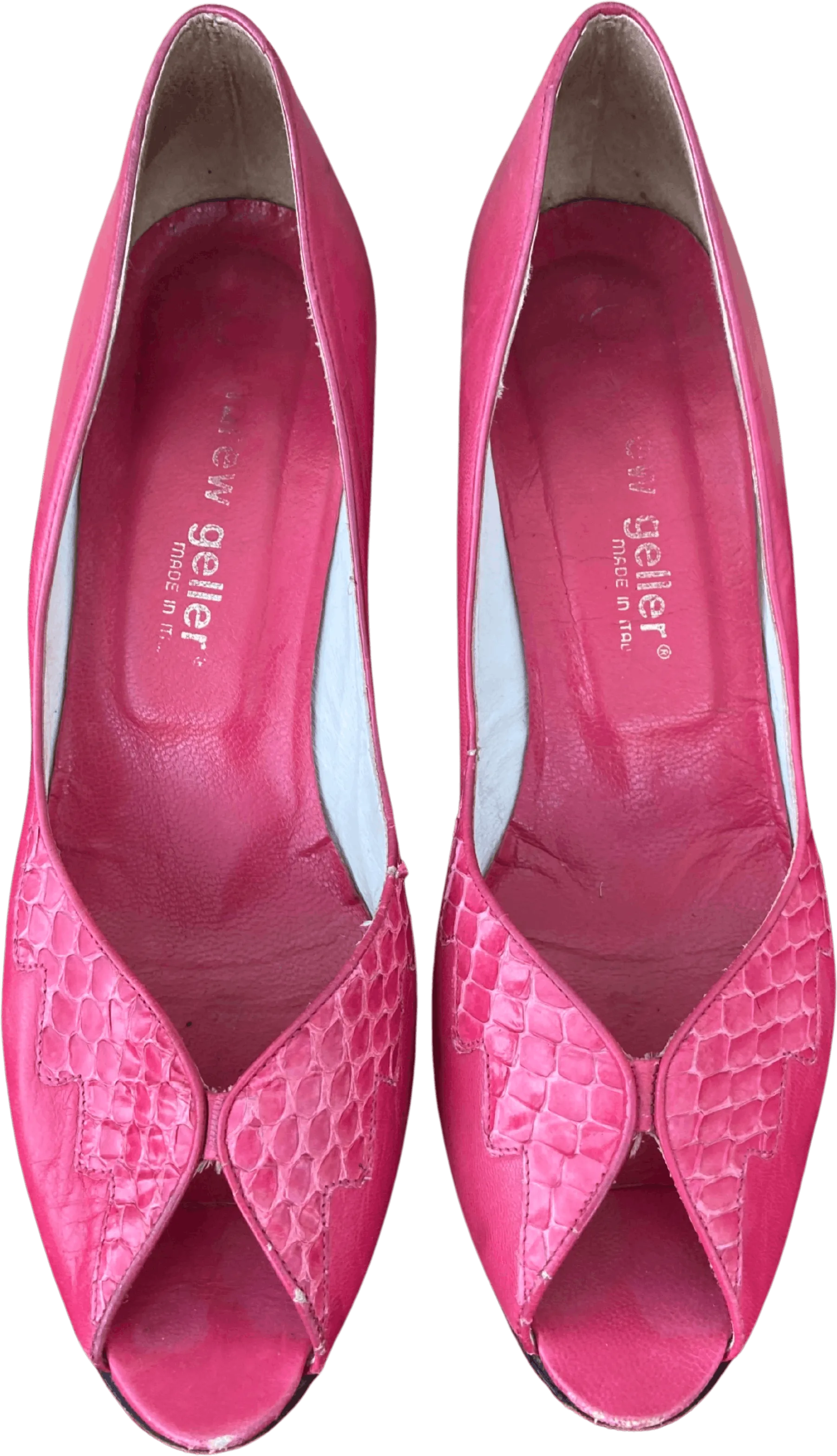 80’s Pink Leather Snake Skin Accent Heels by Andrew Geller