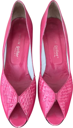 80’s Pink Leather Snake Skin Accent Heels by Andrew Geller