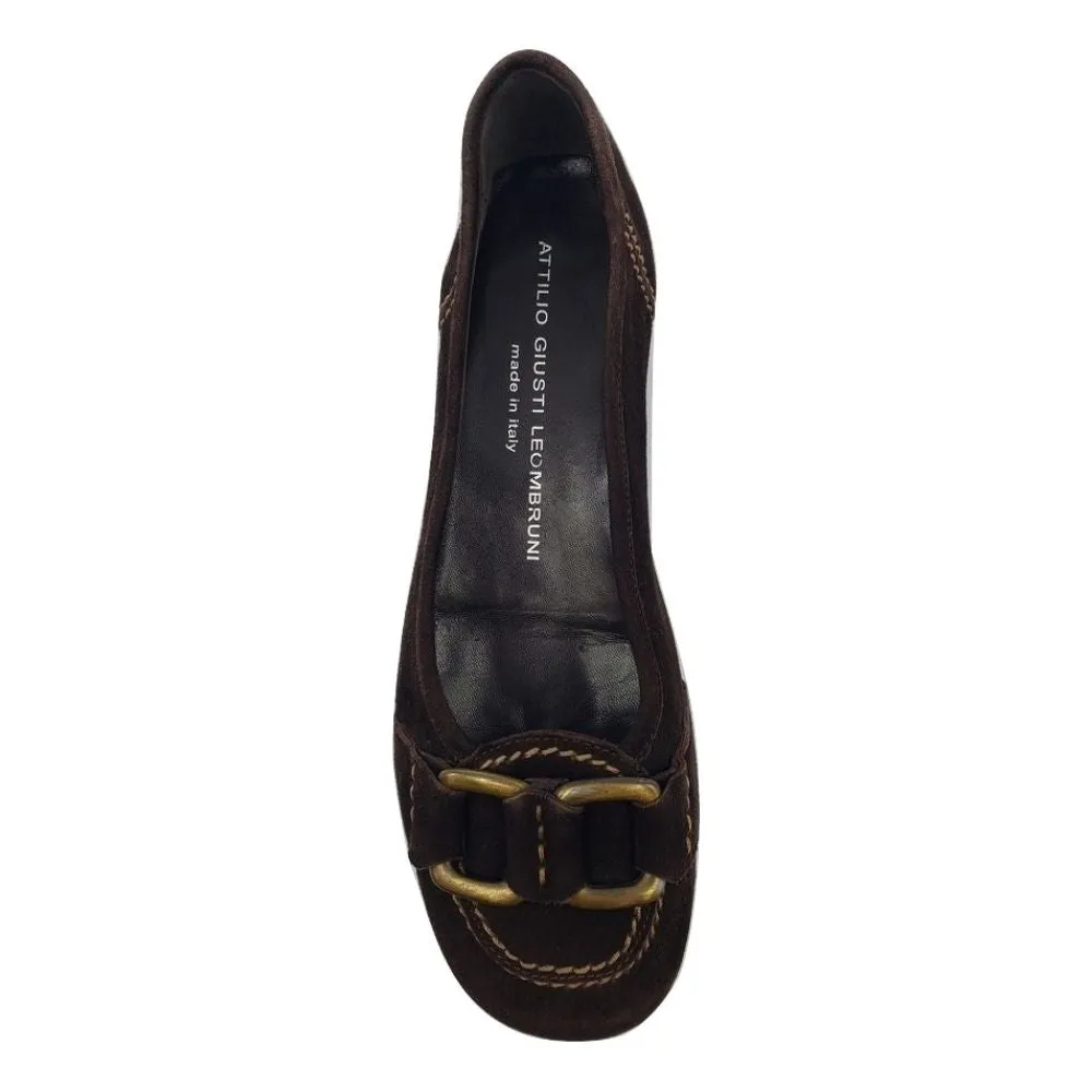 930432 Velour Brown Suede AGL Ballerina Flats