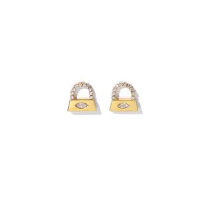 Add to Bag-18K Plated Gold and Diamond Purse Earrings