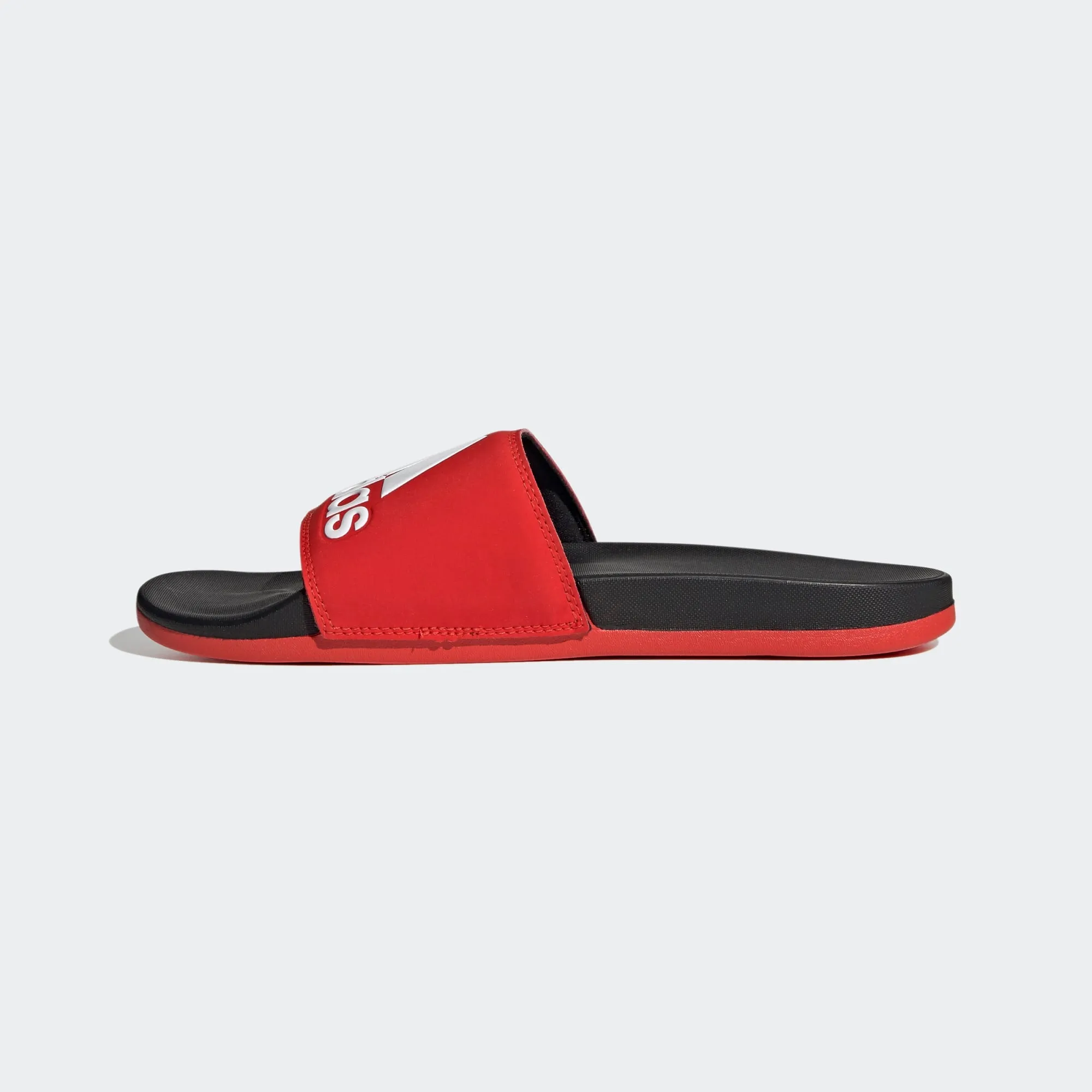Adidas Adilette Cloudfoam 3 Stripe Logo "BREDS" (Active Red/Black/White)(F34722)