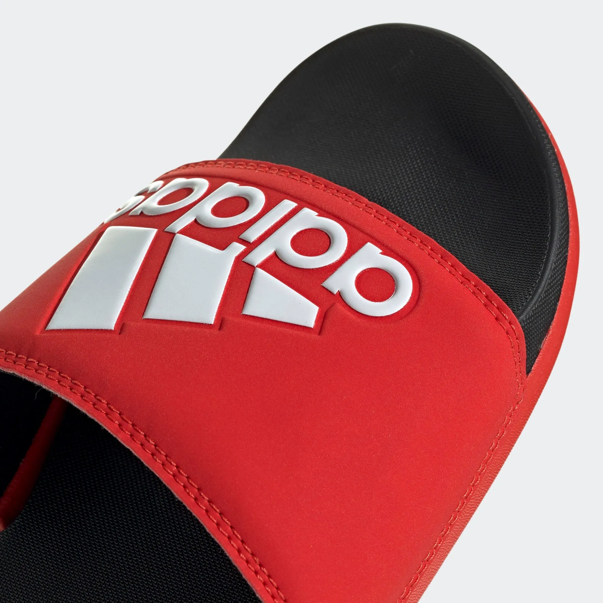 Adidas Adilette Cloudfoam 3 Stripe Logo "BREDS" (Active Red/Black/White)(F34722)