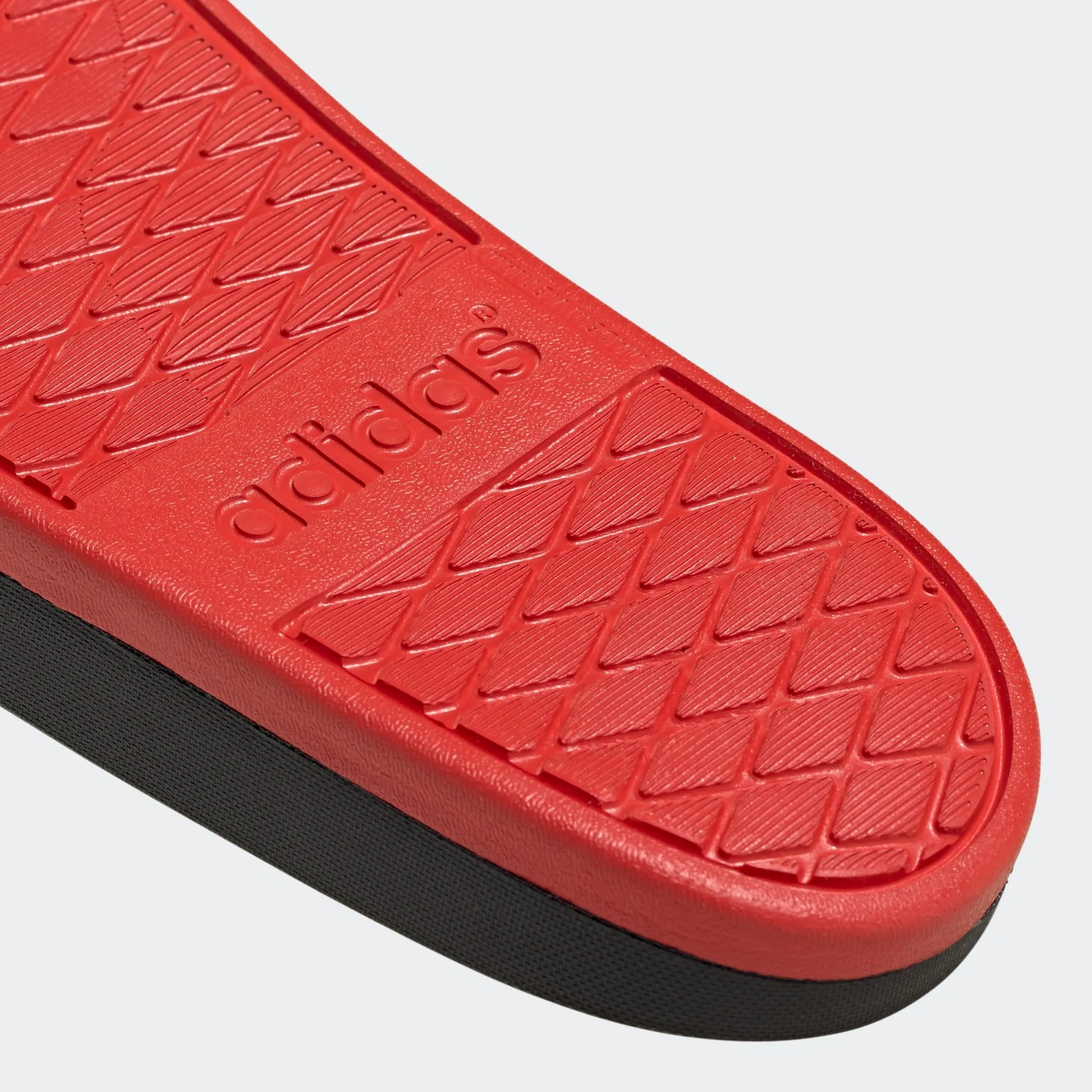 Adidas Adilette Cloudfoam 3 Stripe Logo "BREDS" (Active Red/Black/White)(F34722)