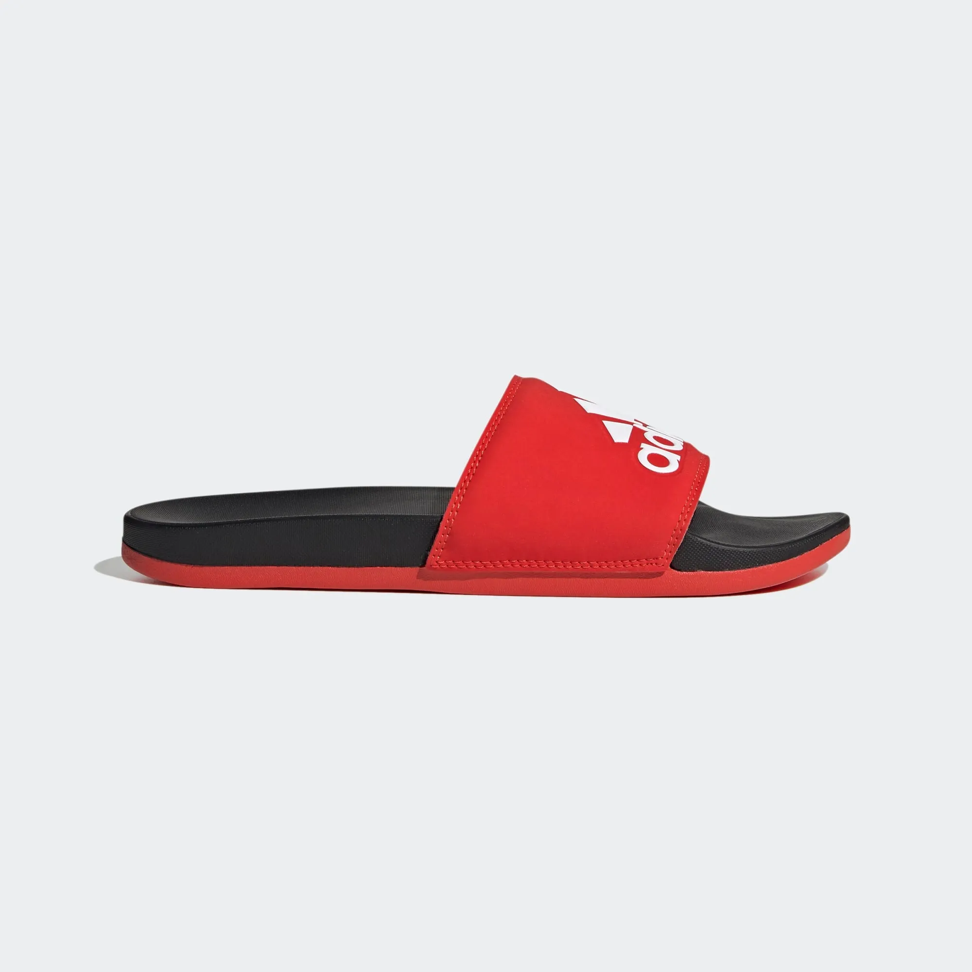 Adidas Adilette Cloudfoam 3 Stripe Logo "BREDS" (Active Red/Black/White)(F34722)