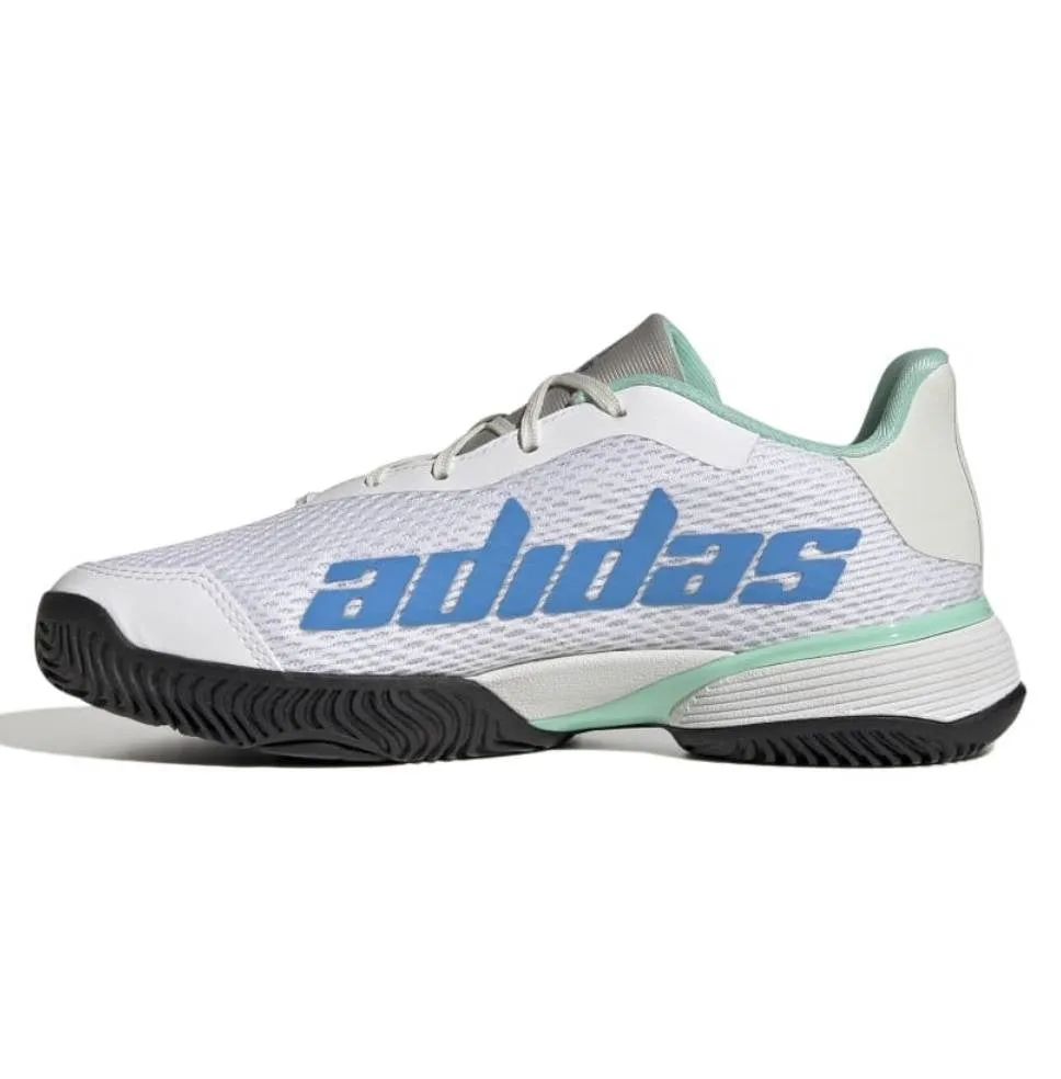 adidas Barricade Junior Tennis Shoe (White/Blue)