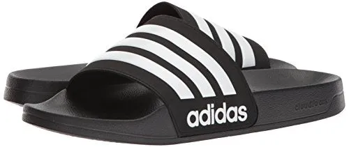 adidas Men's Adilette Shower Slides, Black/White/White, 12