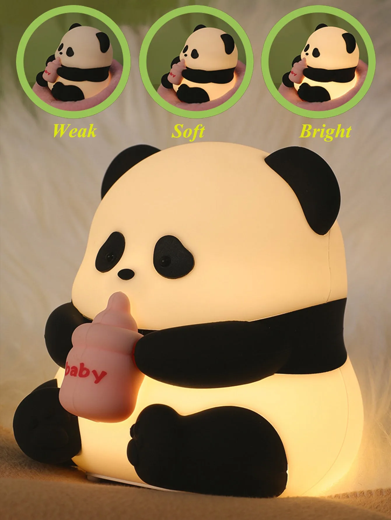Adorable Panda Silicone Night Light: Soft and Squeezable, Shape-Shifting, Gentle Glow, Timer Sleep Mode, Adjustable Brightness, Color-Changing, Steady Light, Long Battery Life