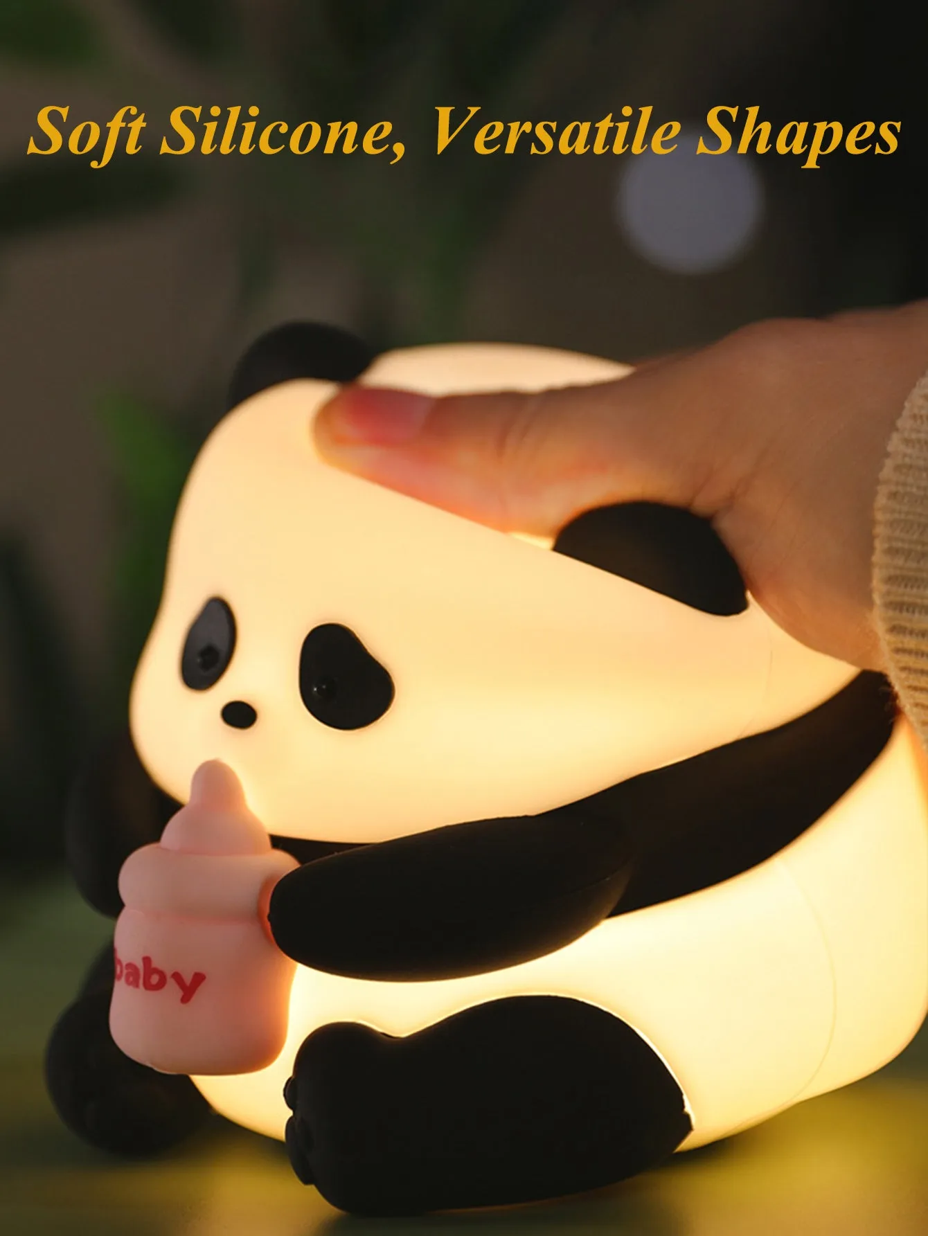Adorable Panda Silicone Night Light: Soft and Squeezable, Shape-Shifting, Gentle Glow, Timer Sleep Mode, Adjustable Brightness, Color-Changing, Steady Light, Long Battery Life