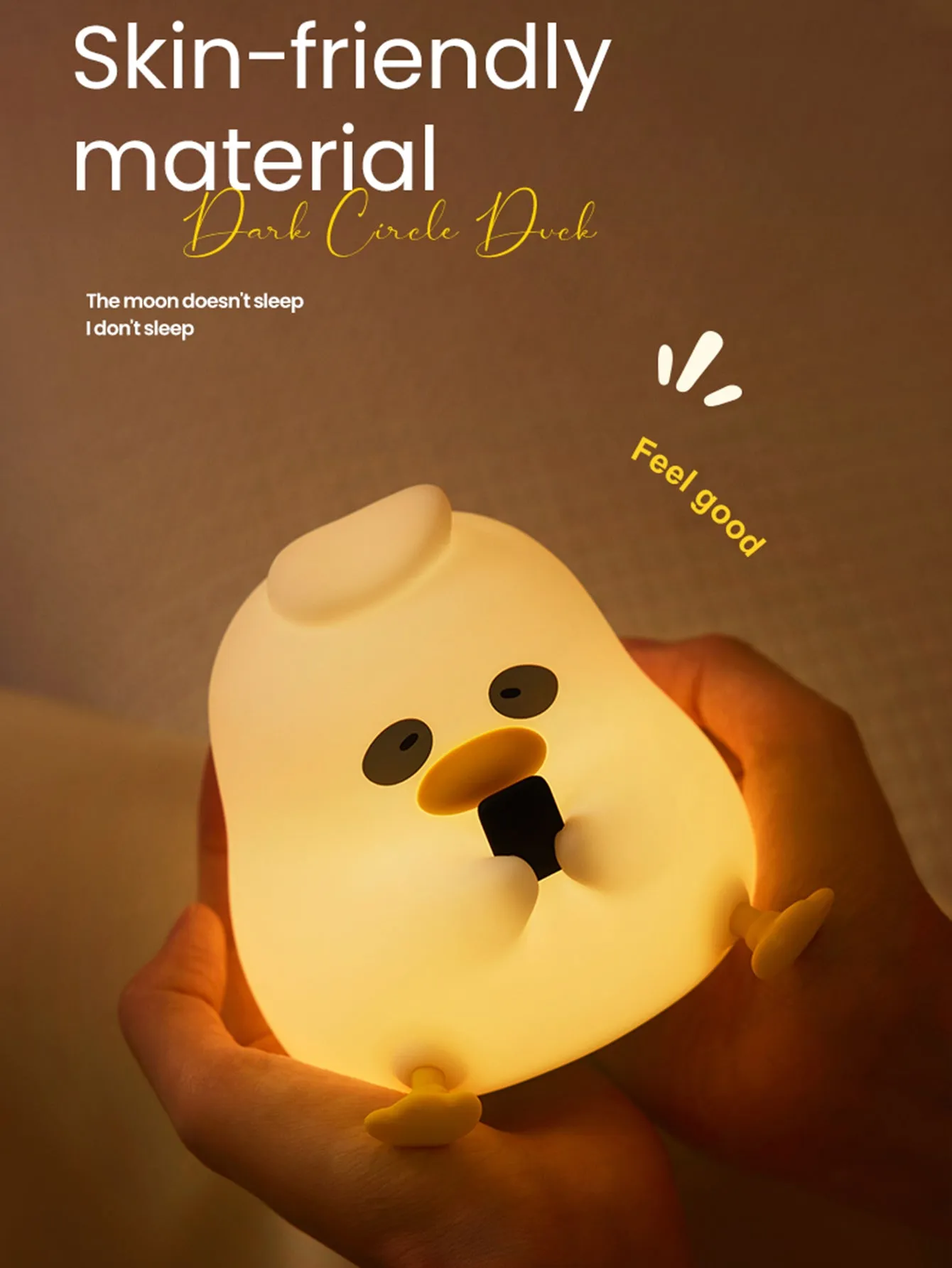 Adorable Silicone Duck LED Night Light - Rechargeable Tap Control, Adjustable Brightness, Long Battery Life, Soft Silicone Material, Perfect for Bedroom Ambiance
