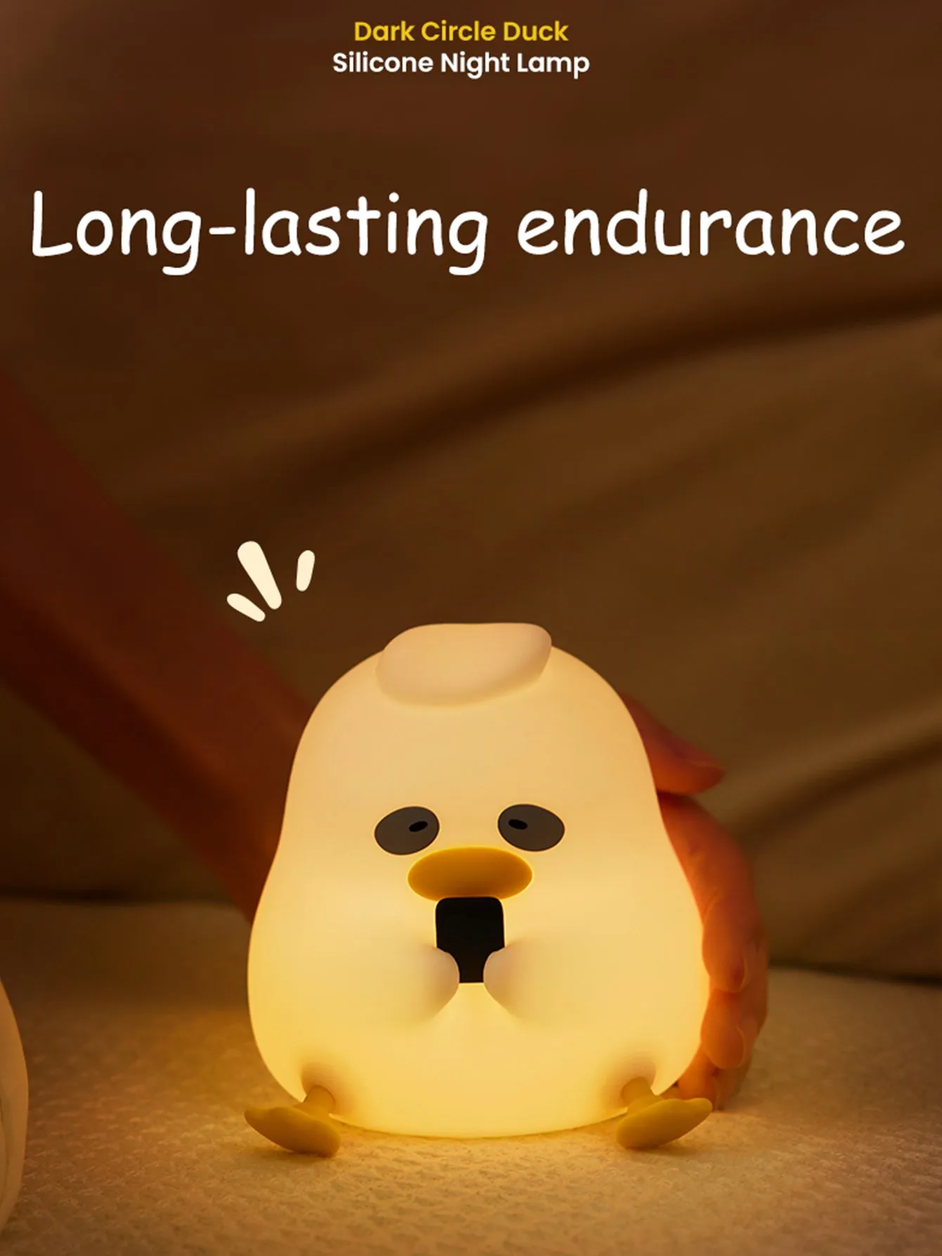 Adorable Silicone Duck LED Night Light - Rechargeable Tap Control, Adjustable Brightness, Long Battery Life, Soft Silicone Material, Perfect for Bedroom Ambiance