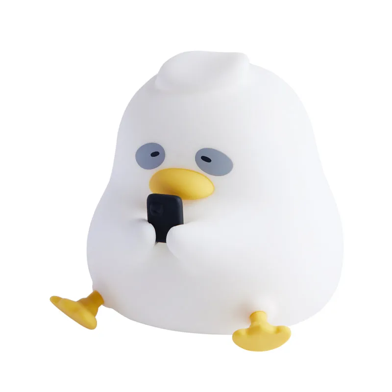 Adorable Silicone Duck LED Night Light - Rechargeable Tap Control, Adjustable Brightness, Long Battery Life, Soft Silicone Material, Perfect for Bedroom Ambiance