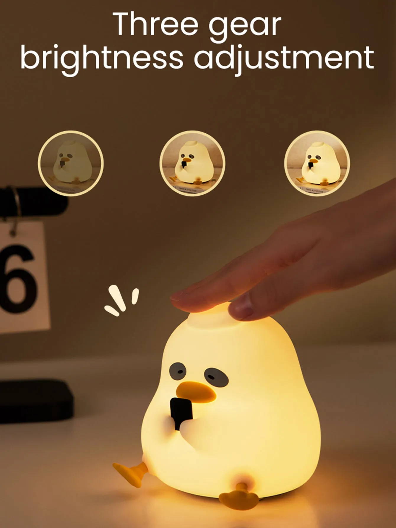 Adorable Silicone Duck LED Night Light - Rechargeable Tap Control, Adjustable Brightness, Long Battery Life, Soft Silicone Material, Perfect for Bedroom Ambiance