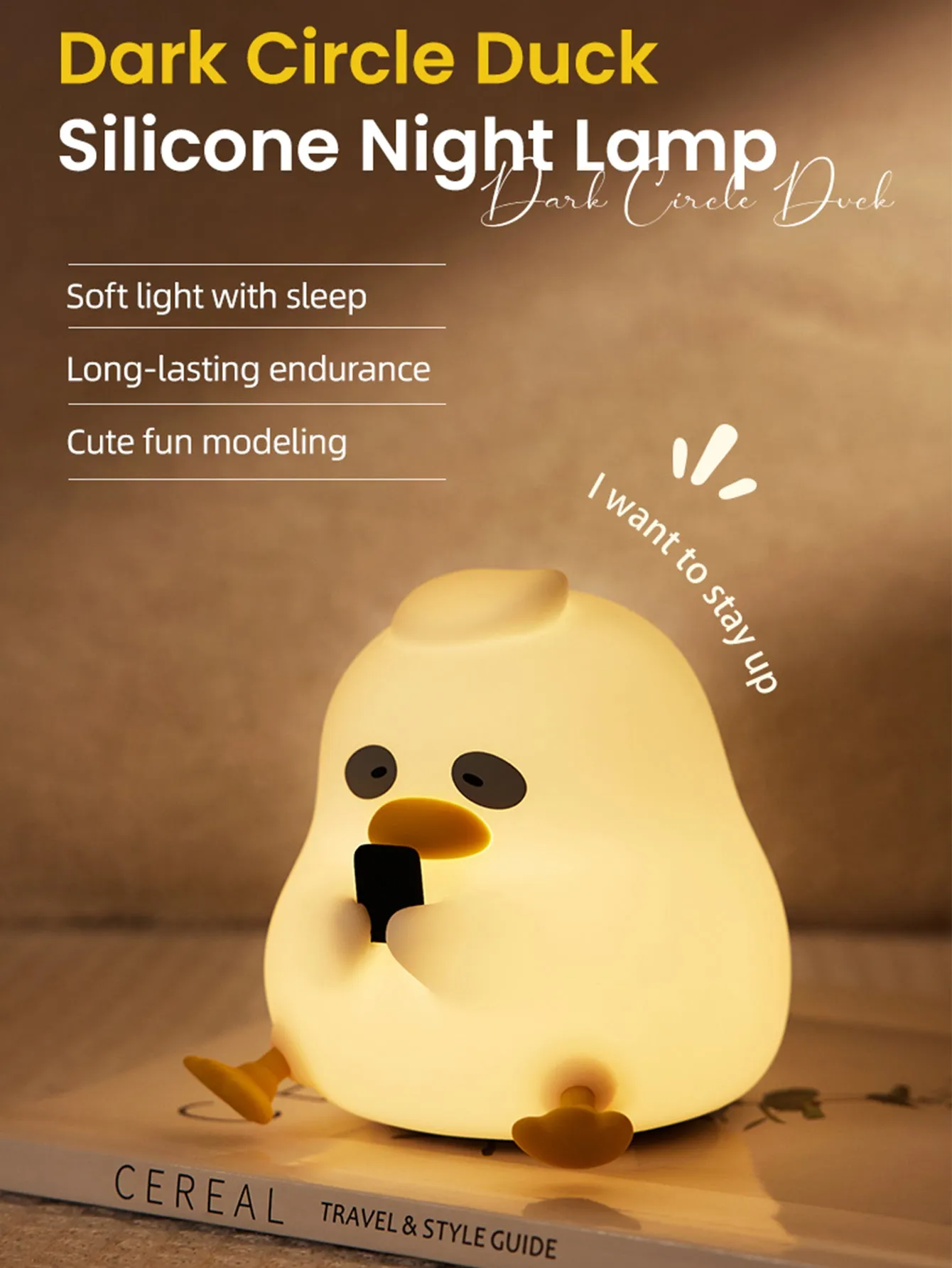 Adorable Silicone Duck LED Night Light - Rechargeable Tap Control, Adjustable Brightness, Long Battery Life, Soft Silicone Material, Perfect for Bedroom Ambiance