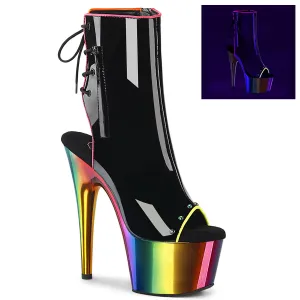 ADORE-1018RC-02 Pleaser Black/Rainbow Chrome Sexy Platform Shoes (Pole Dancing Heels)