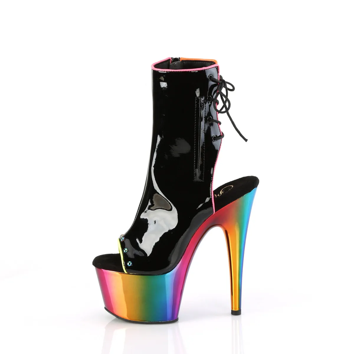 ADORE-1018RC-02 Pleaser Black/Rainbow Chrome Sexy Platform Shoes (Pole Dancing Heels)