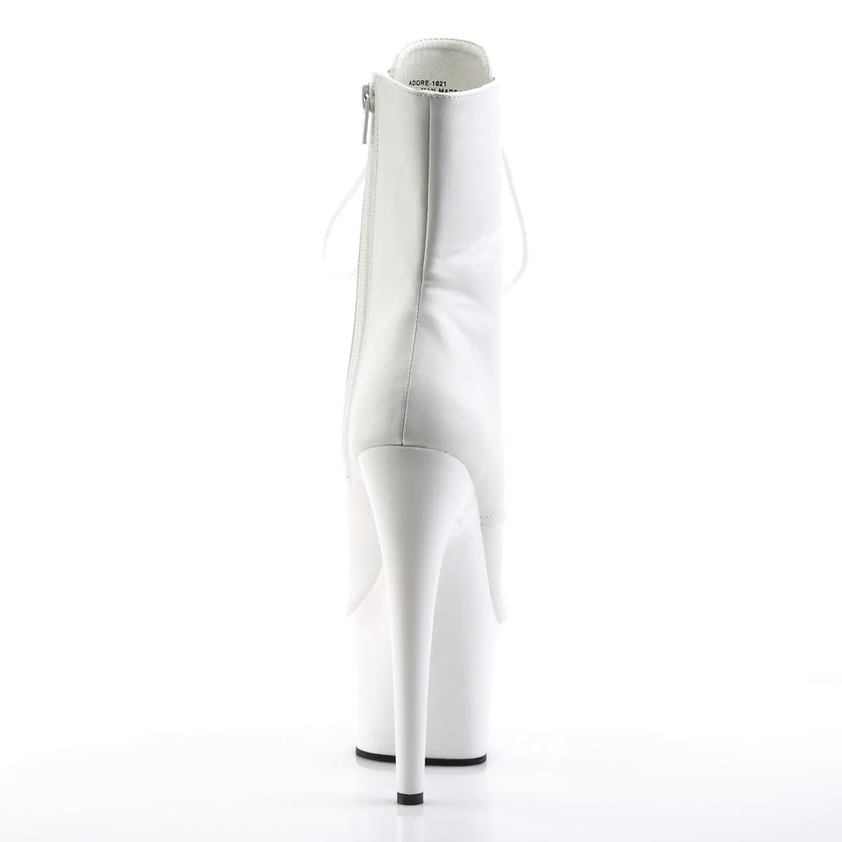 Adore 1021 Lace Up White Matte Platform Ankle Boot 7" Heel