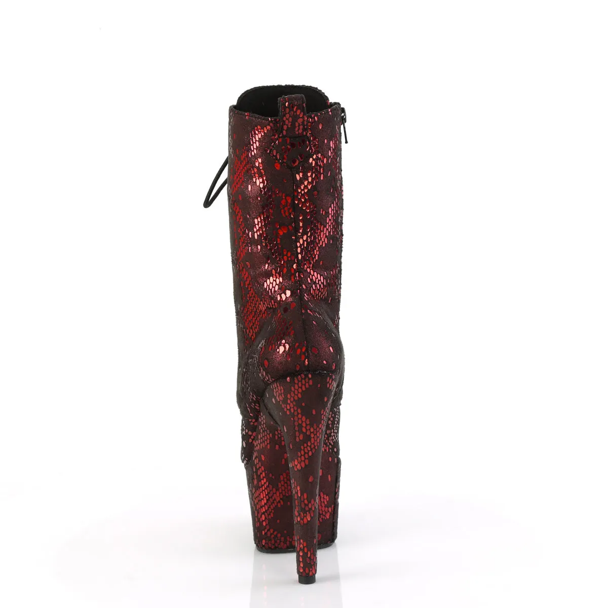 ADORE-1040SPF Pleaser Red Metallic Snake Print Fabric Sexy Platform Shoes (Pole Dancing Heels)