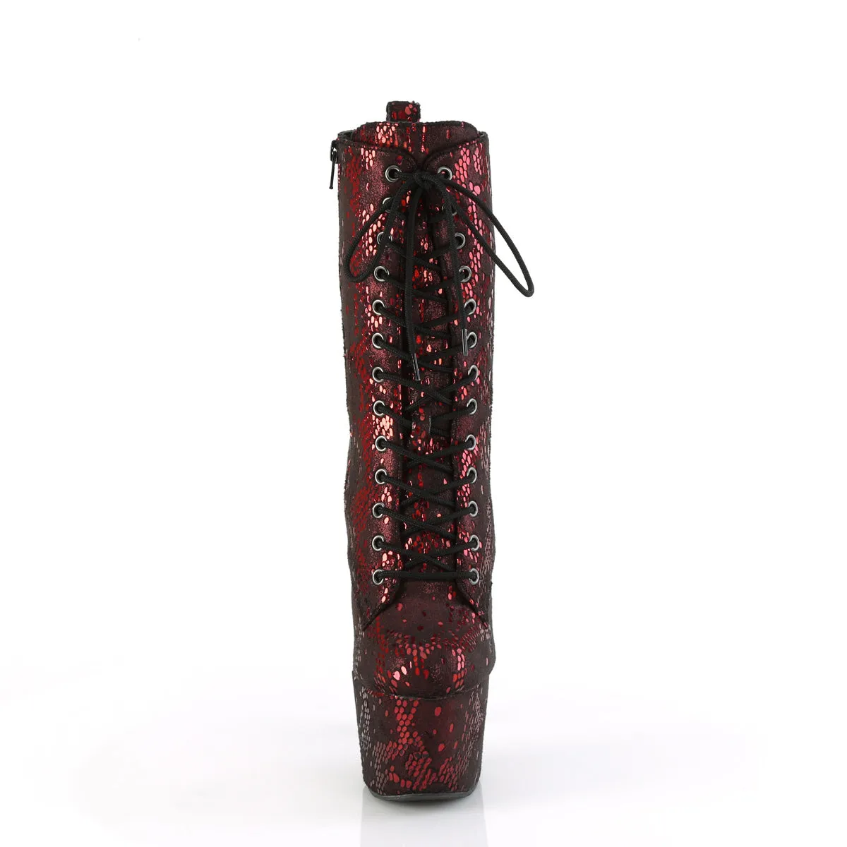ADORE-1040SPF Pleaser Red Metallic Snake Print Fabric Sexy Platform Shoes (Pole Dancing Heels)