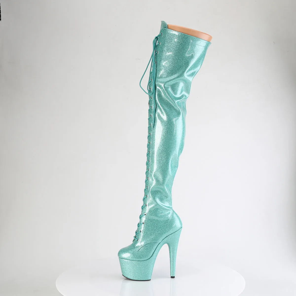 ADORE-3020GP Pleaser Aqua Glitter Sexy Platform Shoes (Pole Dancing Heels)