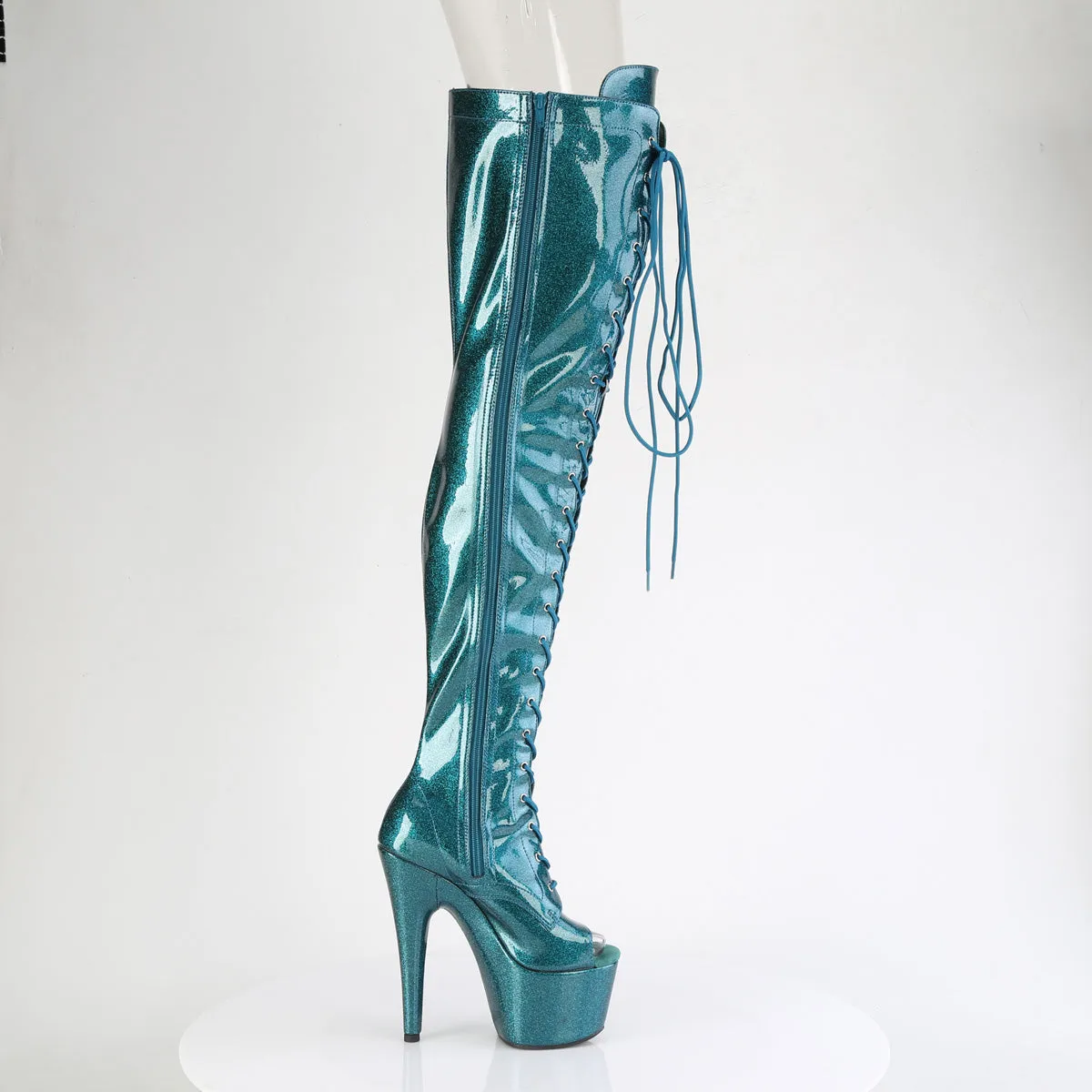 ADORE-3021GP Pleaser Teal Glitter Sexy Platform Shoes (Pole Dancing Heels)