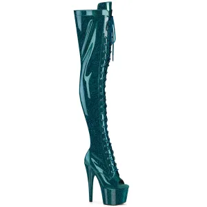 ADORE-3021GP Pleaser Teal Glitter Sexy Platform Shoes (Pole Dancing Heels)
