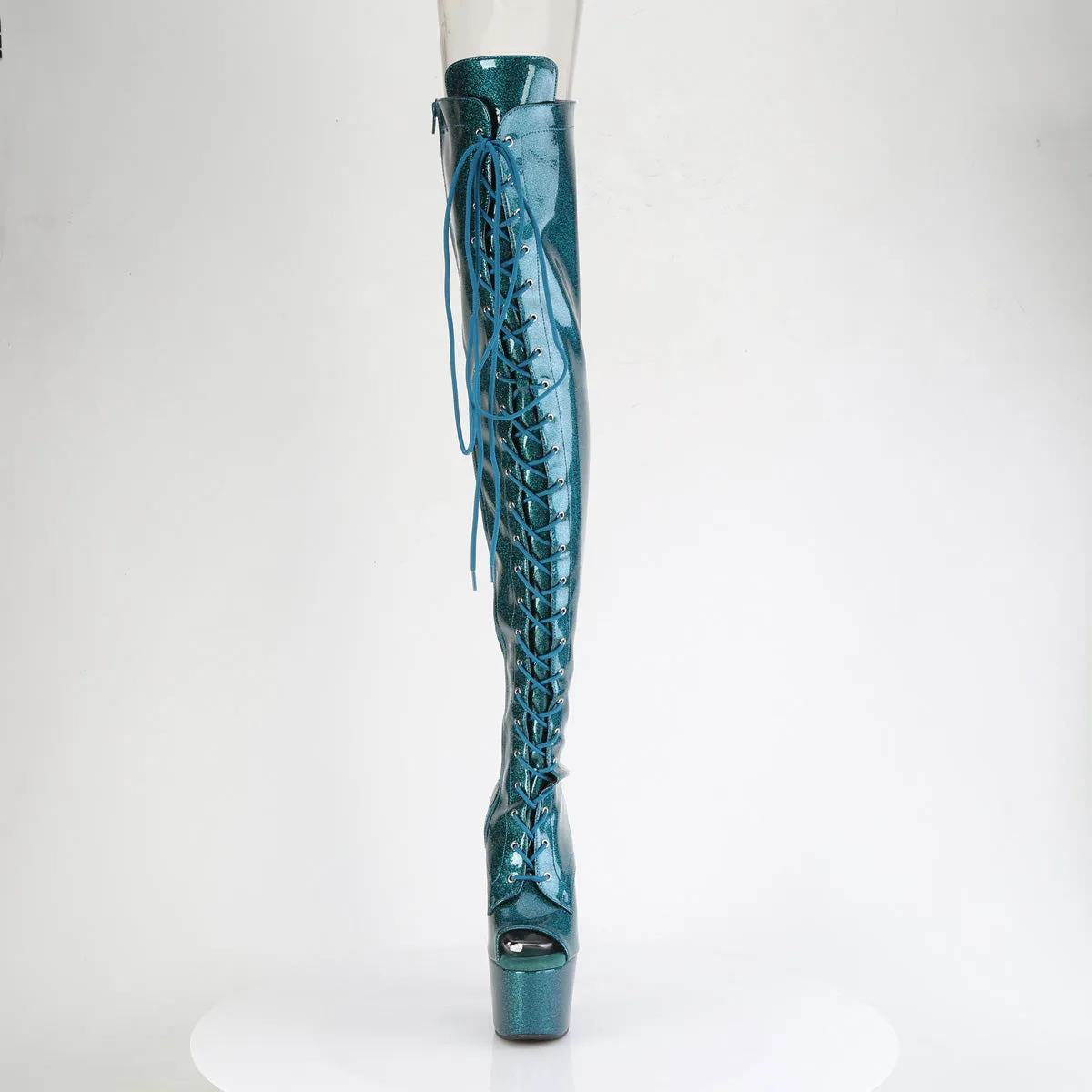 ADORE-3021GP Pleaser Teal Glitter Sexy Platform Shoes (Pole Dancing Heels)