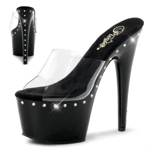 ADORE-701LS Pleaser Clear/Black Sexy Platform Shoes (Pole Dancing Heels)