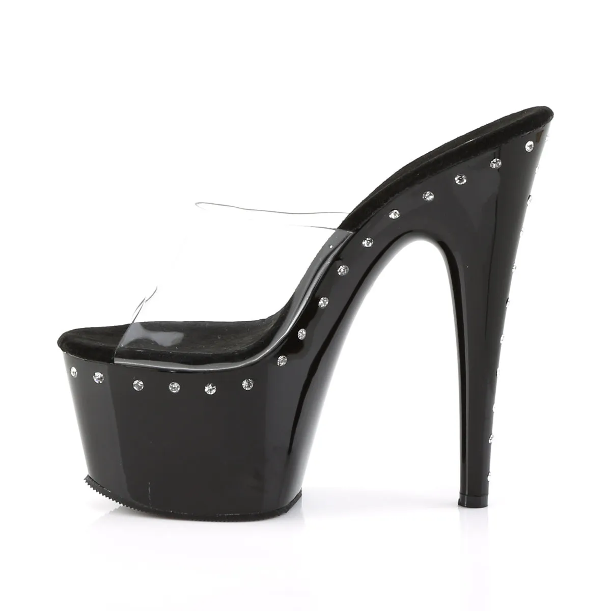 ADORE-701LS Pleaser Clear/Black Sexy Platform Shoes (Pole Dancing Heels)