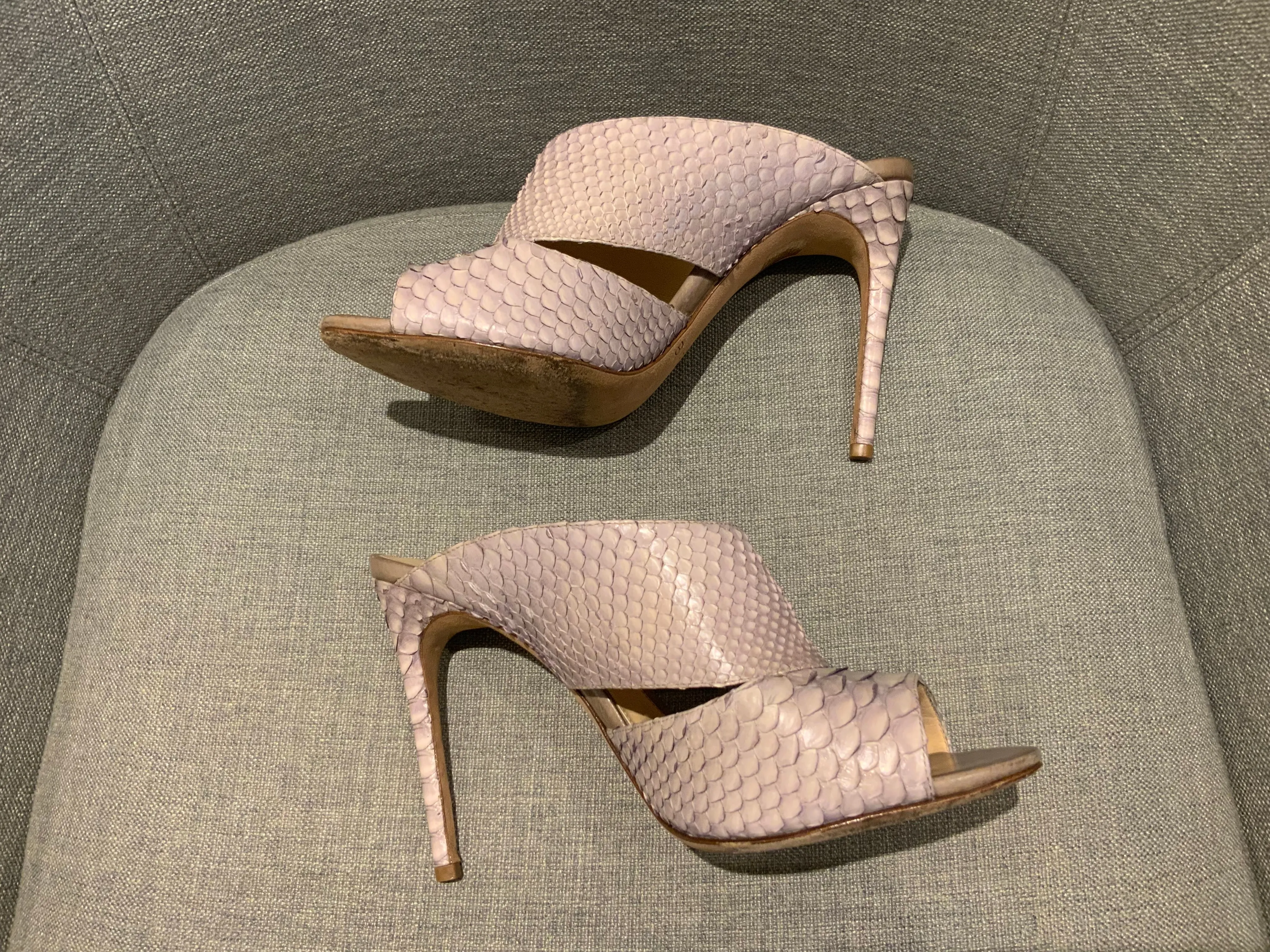 ALEXANDER BIRMAN Snakeskin Python Mules Heels Size 39 UK 6 US 9 ladies