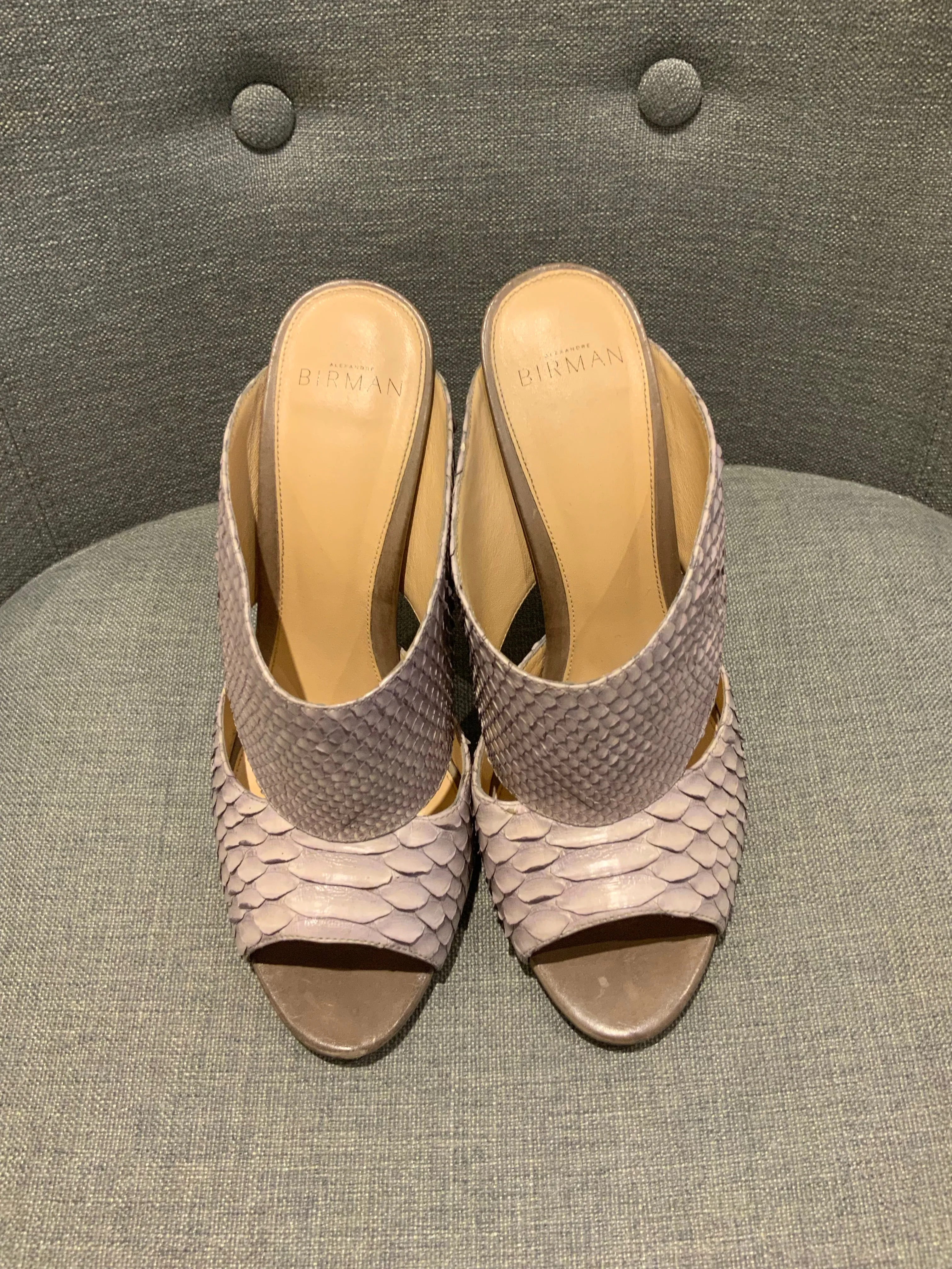 ALEXANDER BIRMAN Snakeskin Python Mules Heels Size 39 UK 6 US 9 ladies