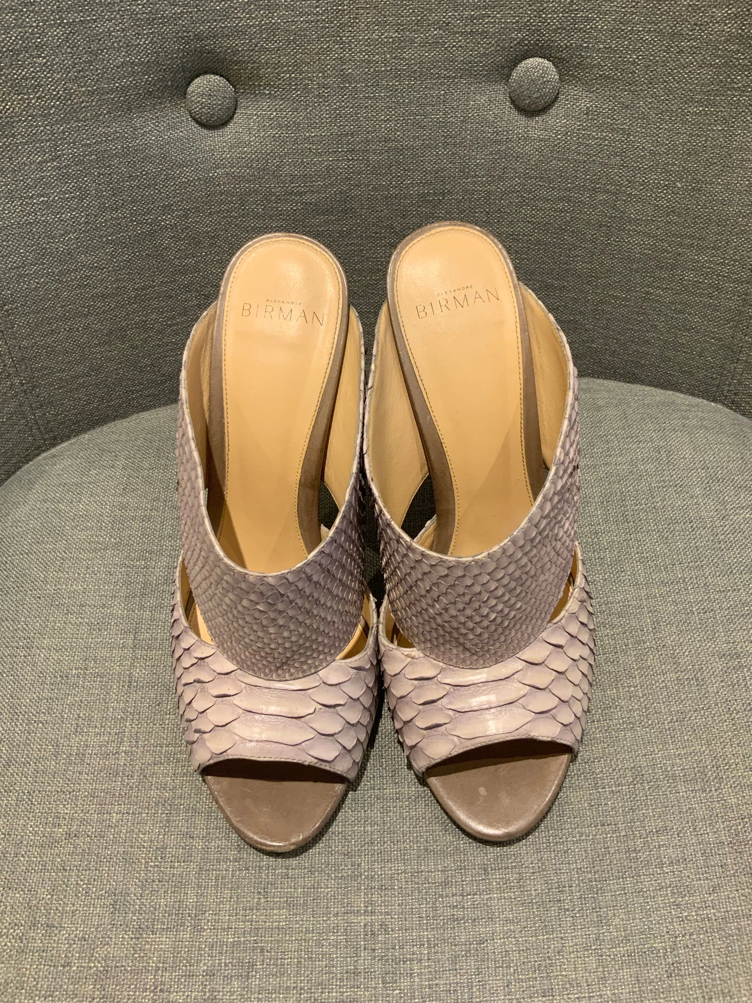 ALEXANDER BIRMAN Snakeskin Python Mules Heels Size 39 UK 6 US 9 ladies