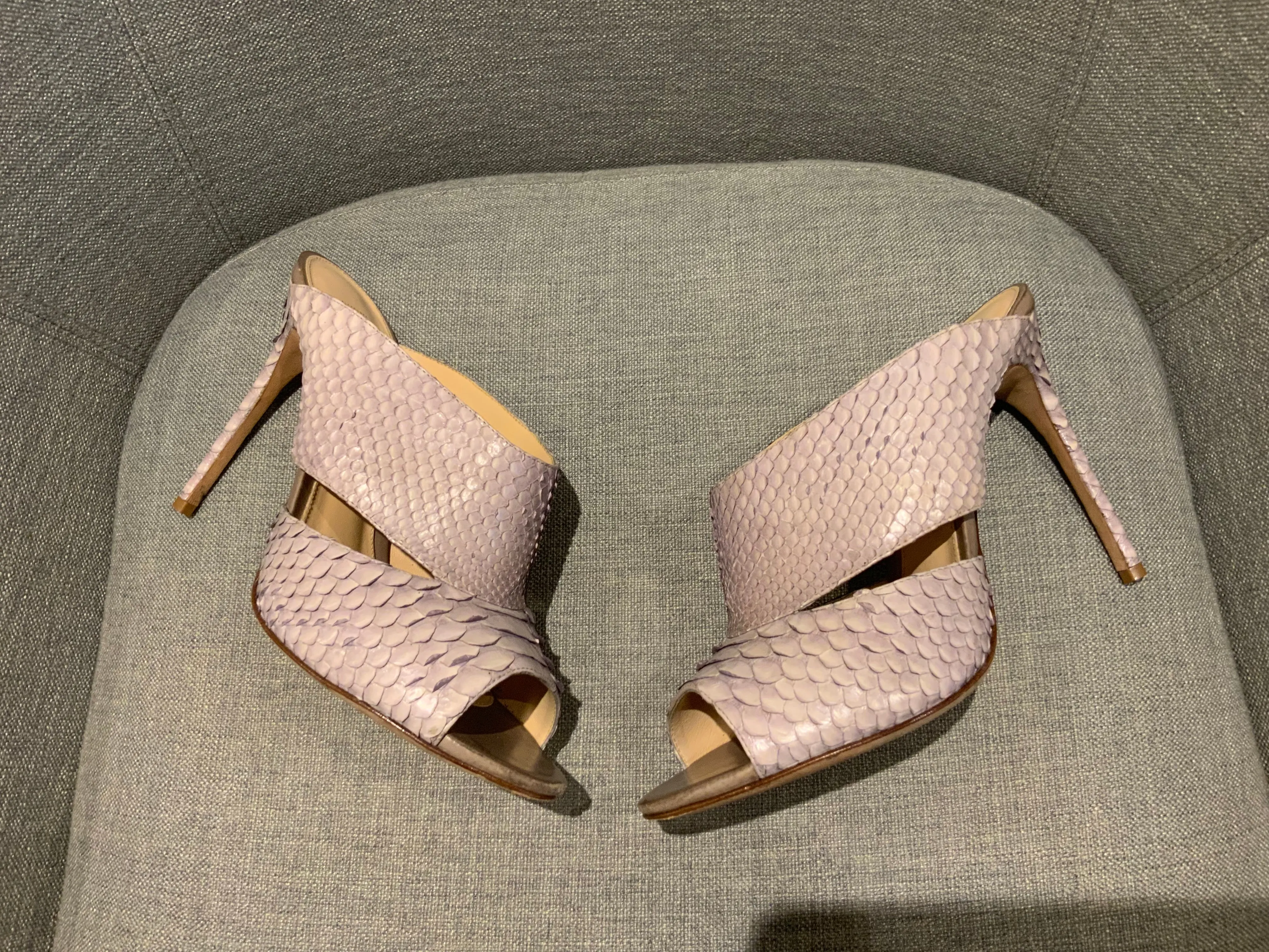 ALEXANDER BIRMAN Snakeskin Python Mules Heels Size 39 UK 6 US 9 ladies