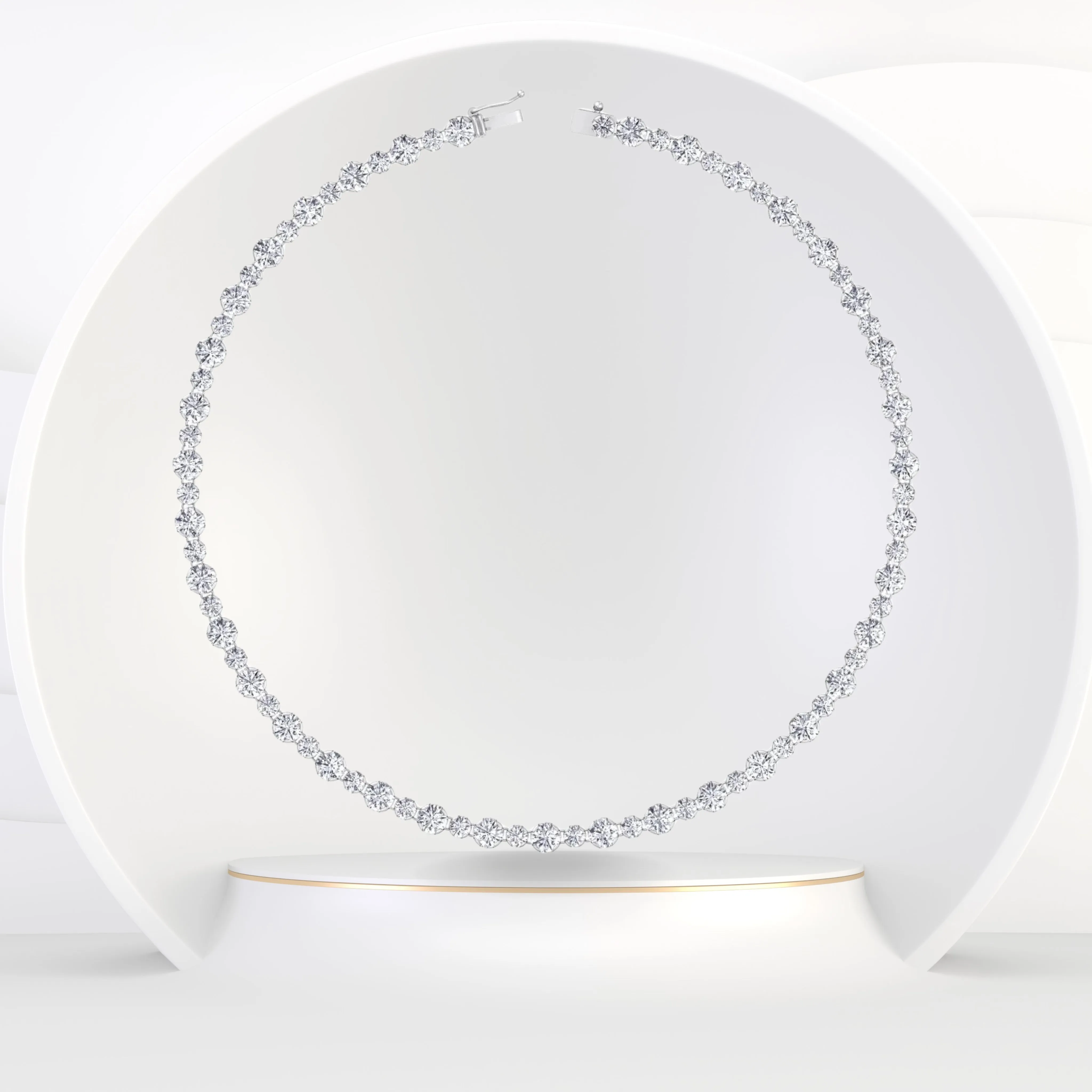 Alternating Size Diamond Tennis Necklace