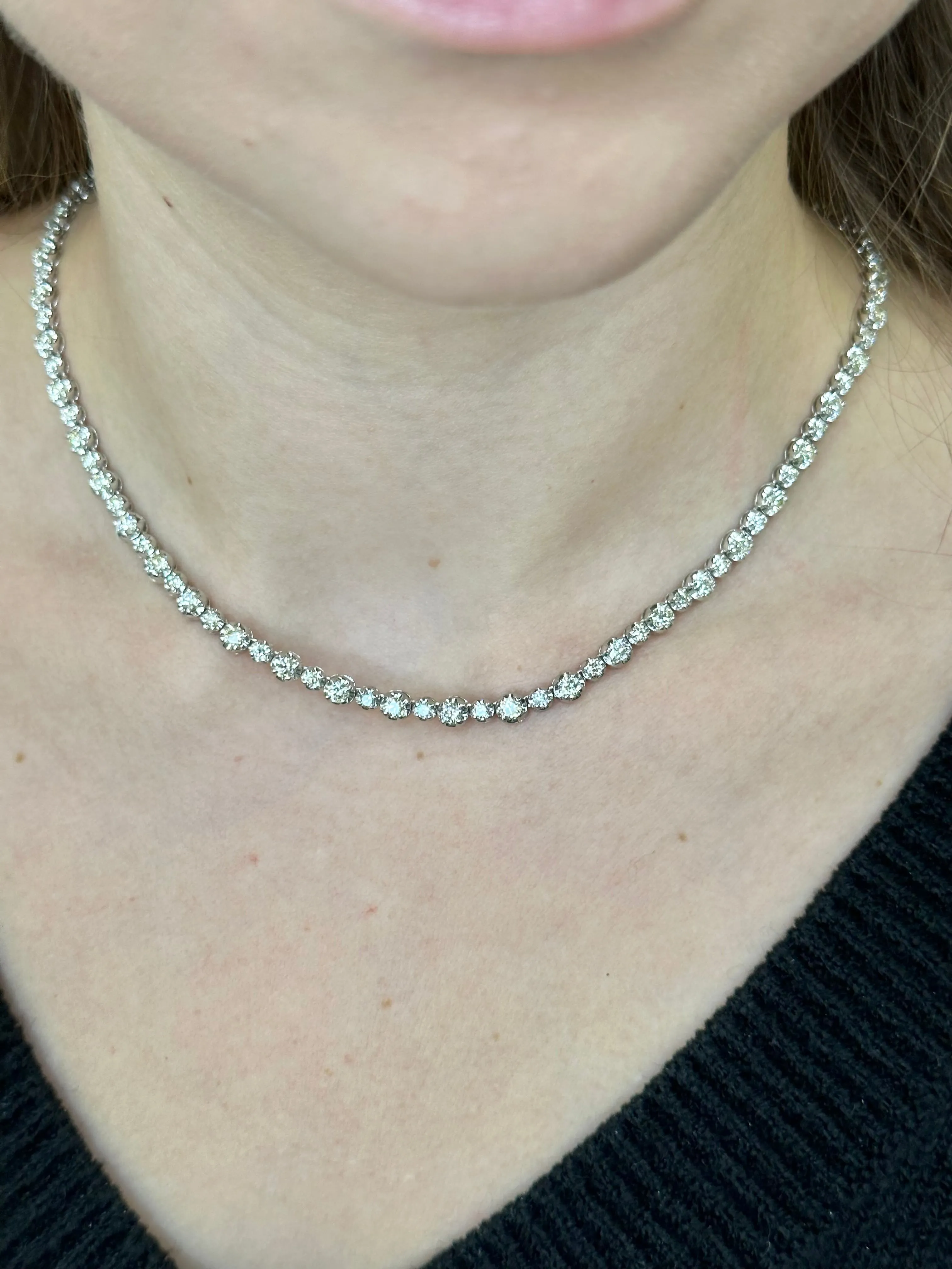 Alternating Size Diamond Tennis Necklace