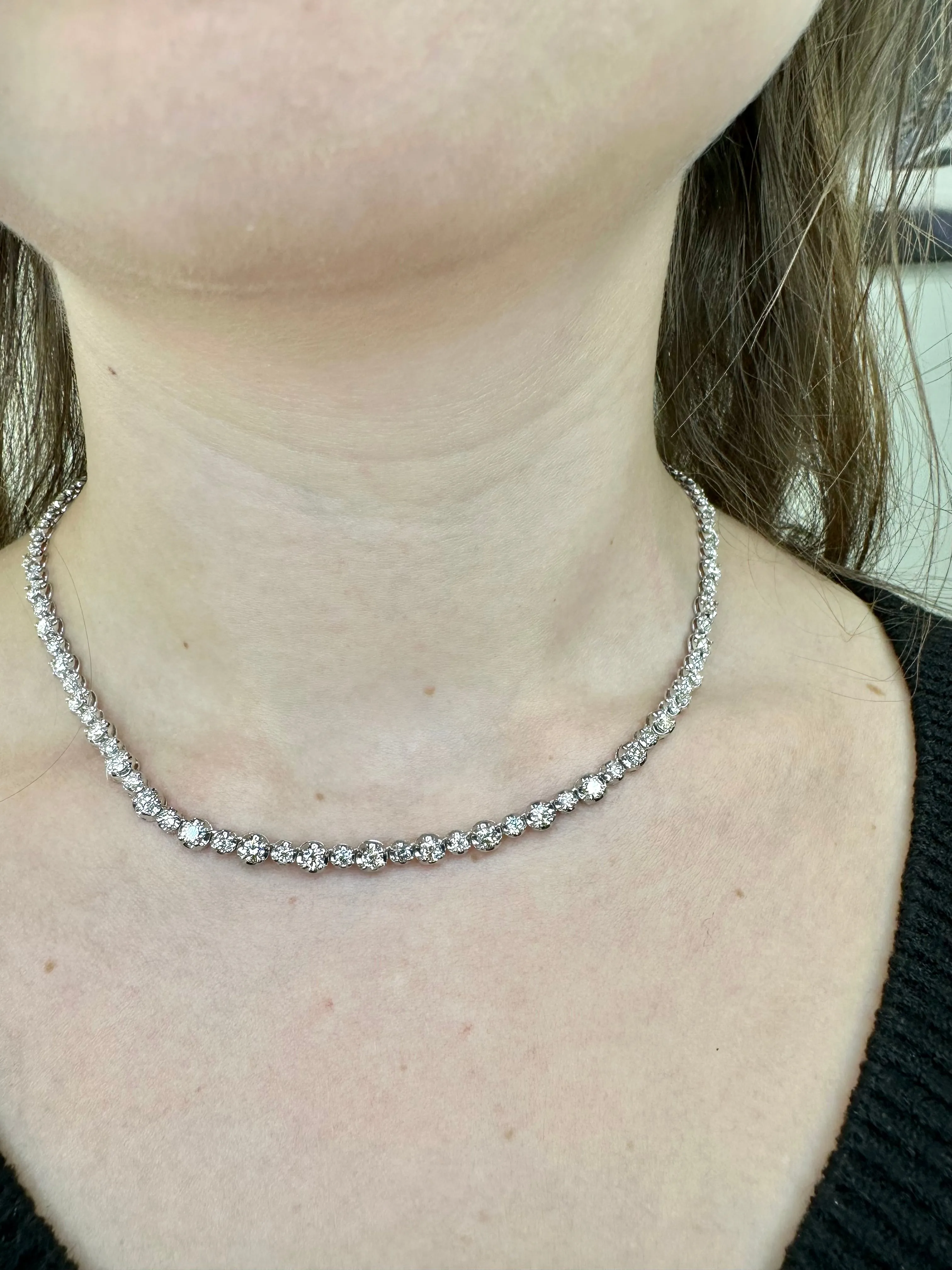 Alternating Size Diamond Tennis Necklace