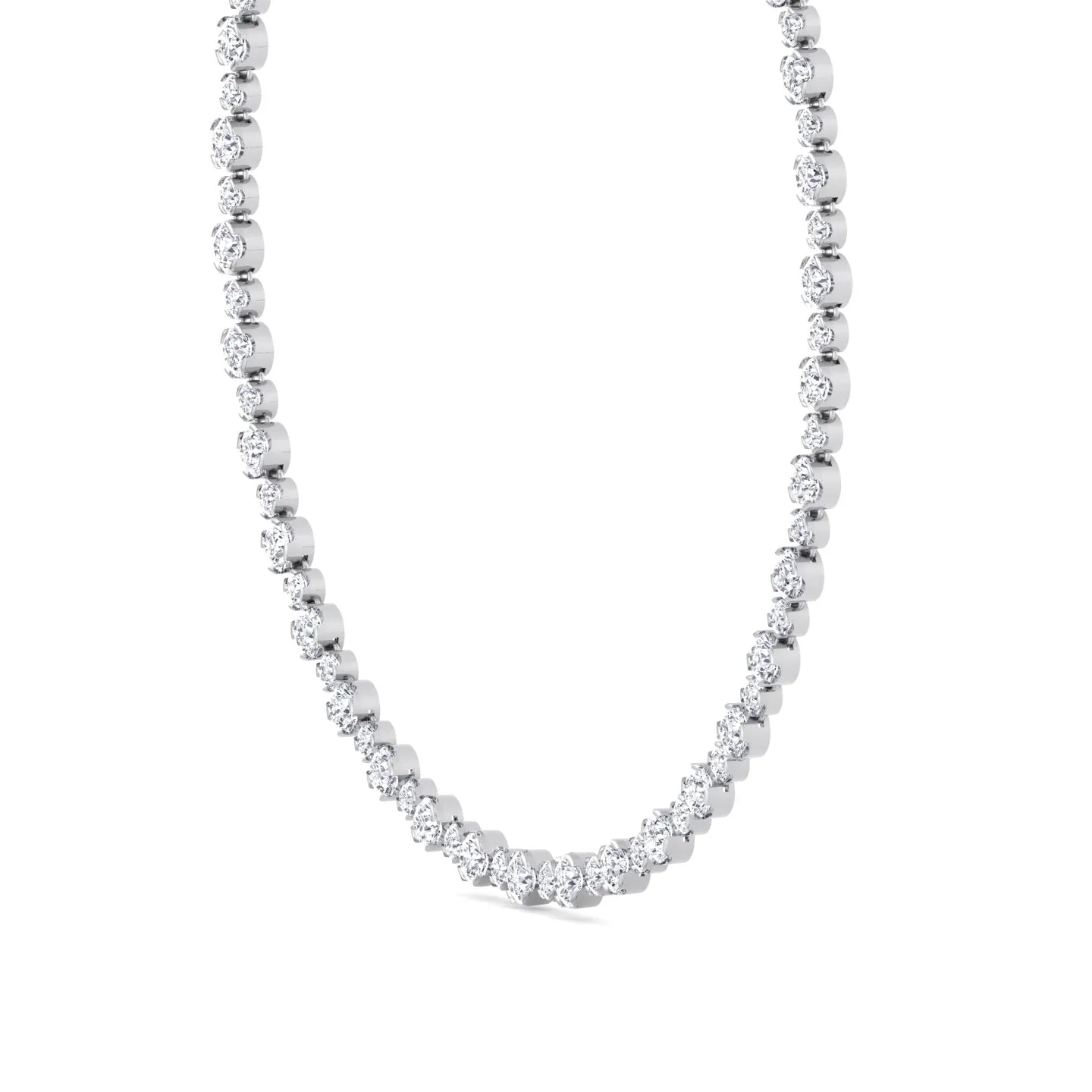 Alternating Size Diamond Tennis Necklace